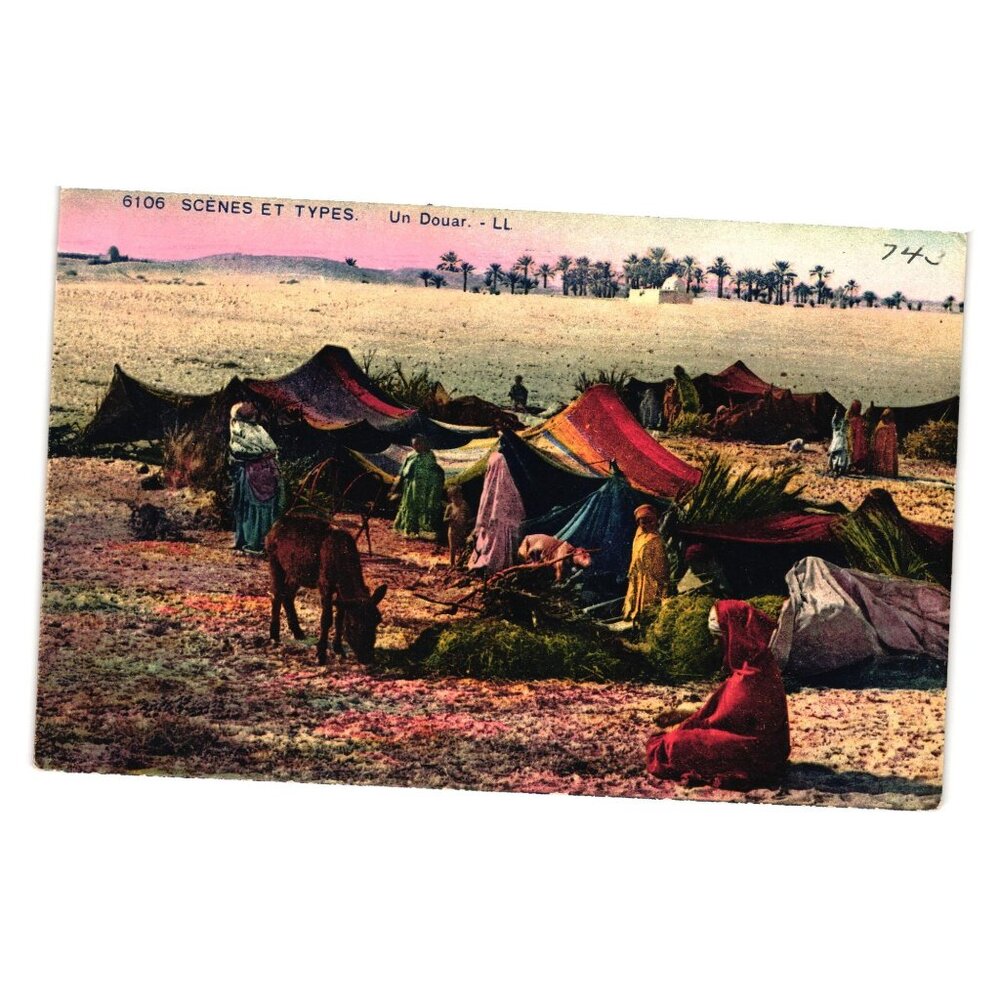 Vintage Levy Neurdein Et Types Un Douar Postcard Desert Tent Villages Artwork